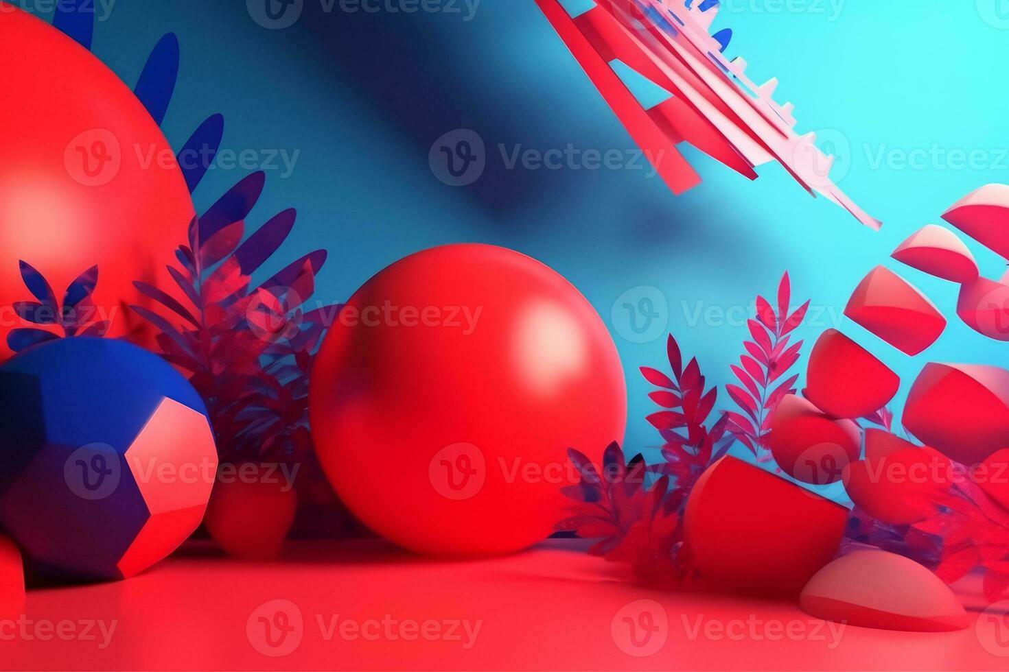 Patriotic Red White and Blue 3D Abstract Background generative AI photo