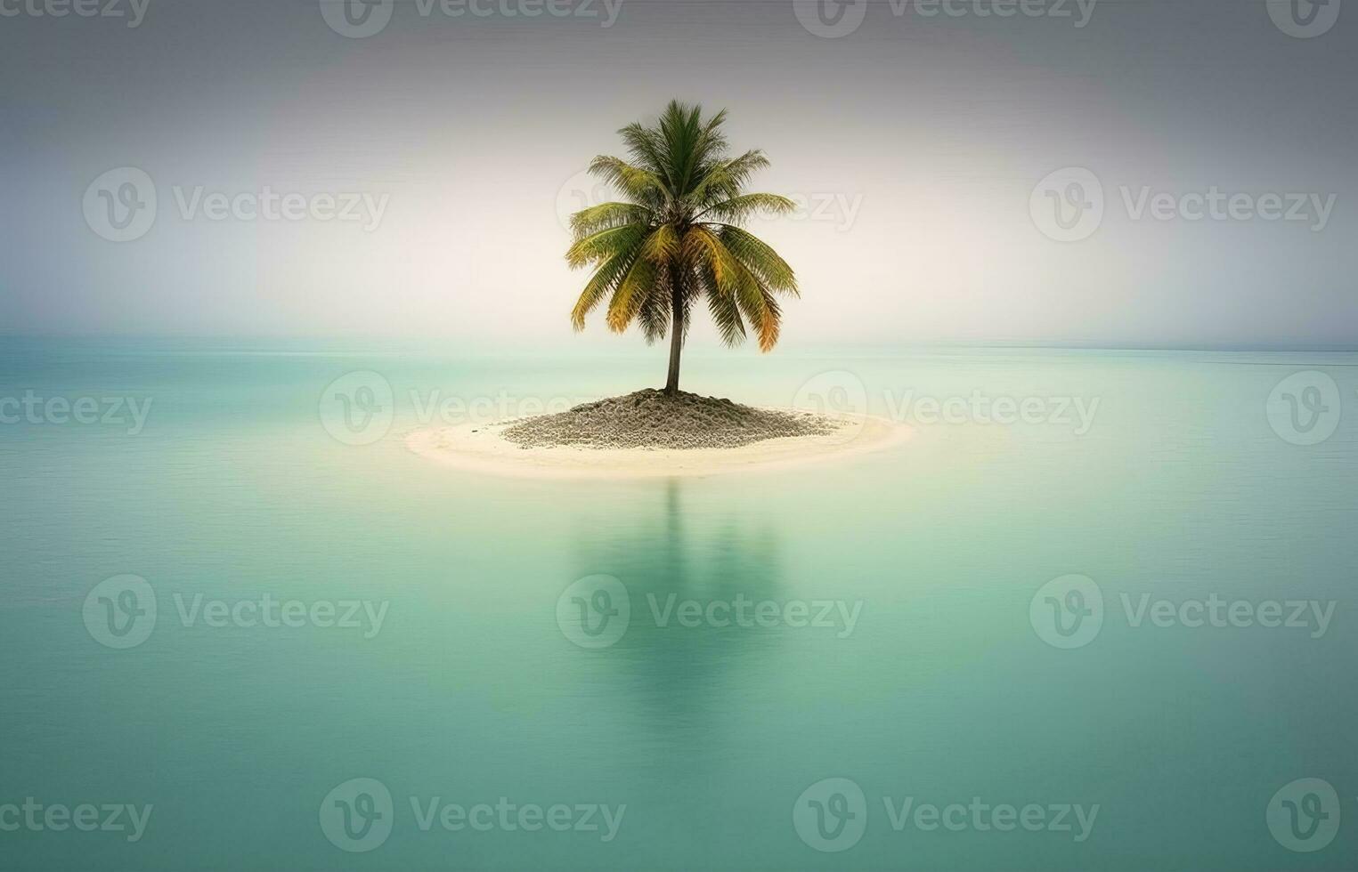 Palm Tree Against an Oceanscape Background generative AI photo