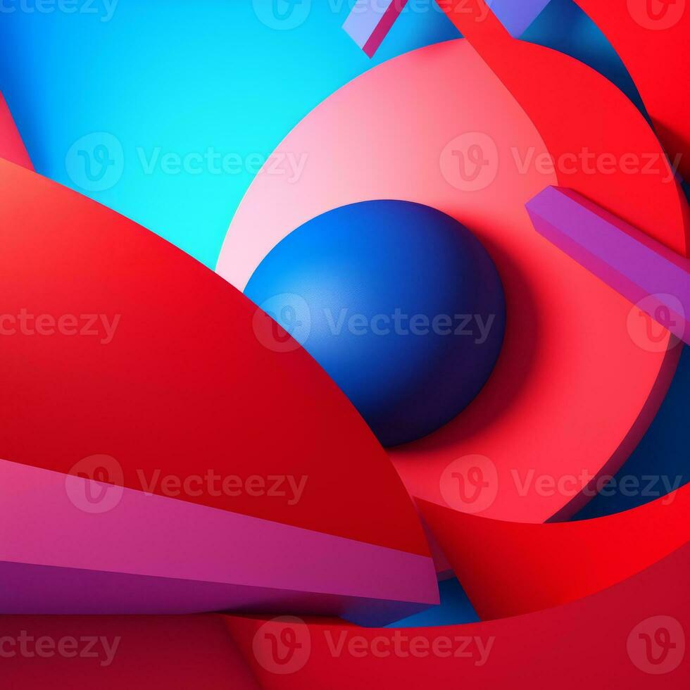 Patriotic Red White and Blue 3D Abstract Background generative AI photo