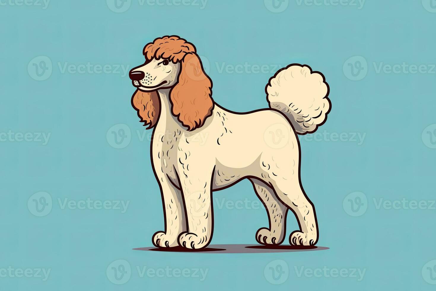 Poodle Dog Graphic Illustration on a Monochrome Background generative AI photo