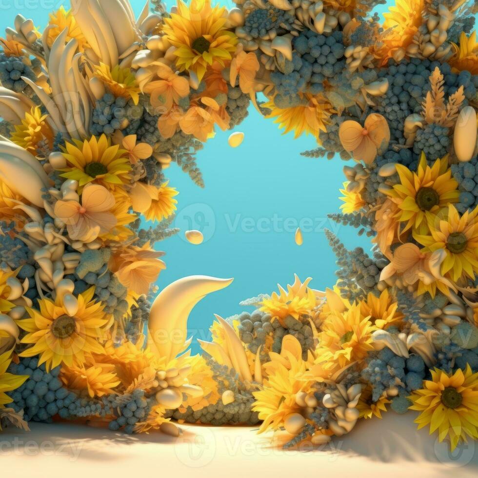Summer Themed Lush Fractal Design Background generative AI photo