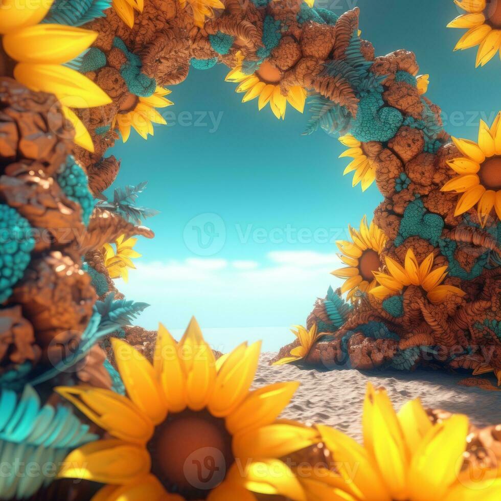 Summer Themed Lush Fractal Design Background generative AI photo