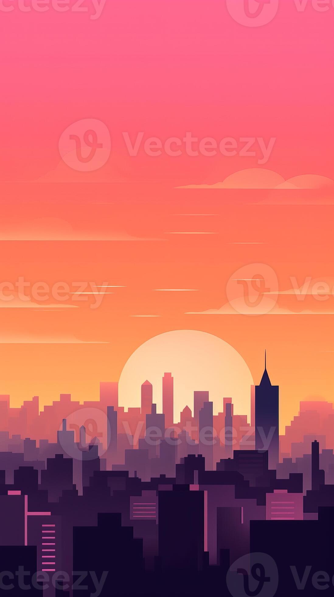 Sunset City Minimalist Background generative AI 28371779 Stock Photo at