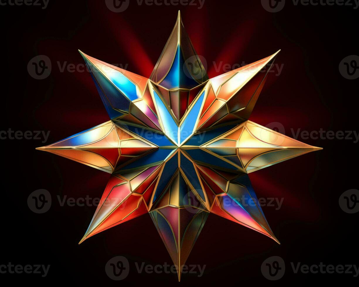 3d illustration of a colorful star on a black background generative ai photo