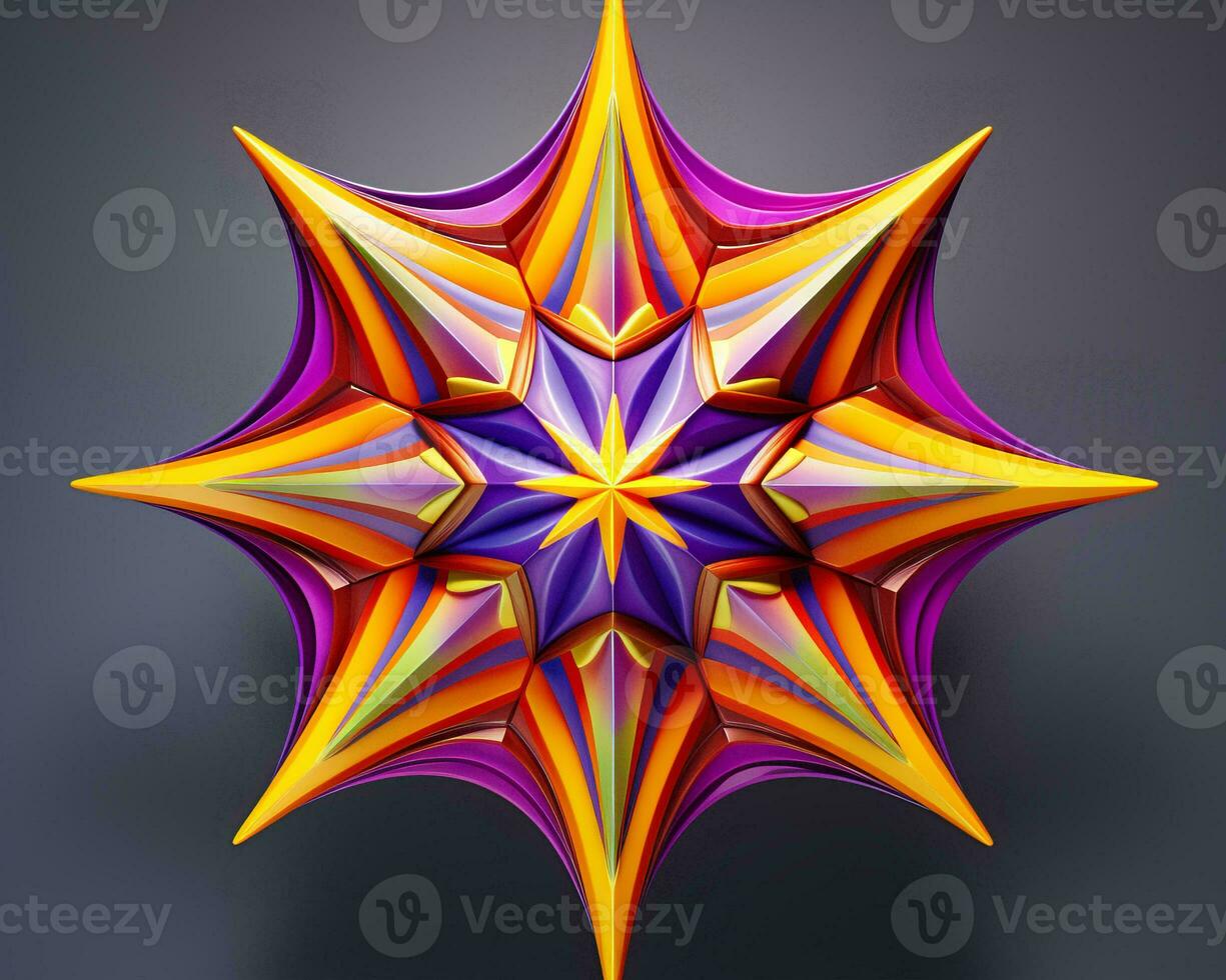 3d fractal star generative ai photo