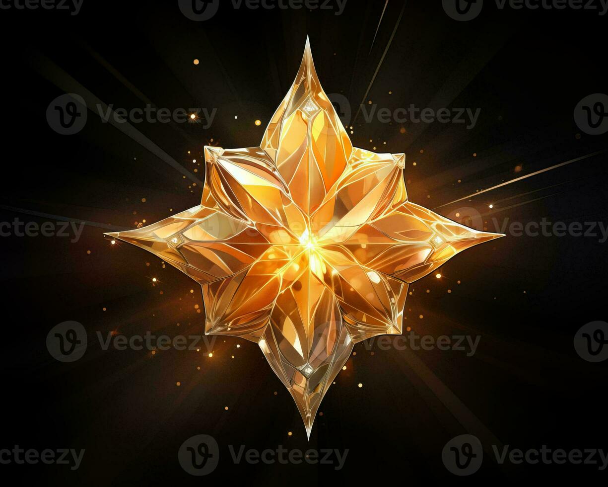 3d illustration of a golden star on a black background generative ai photo