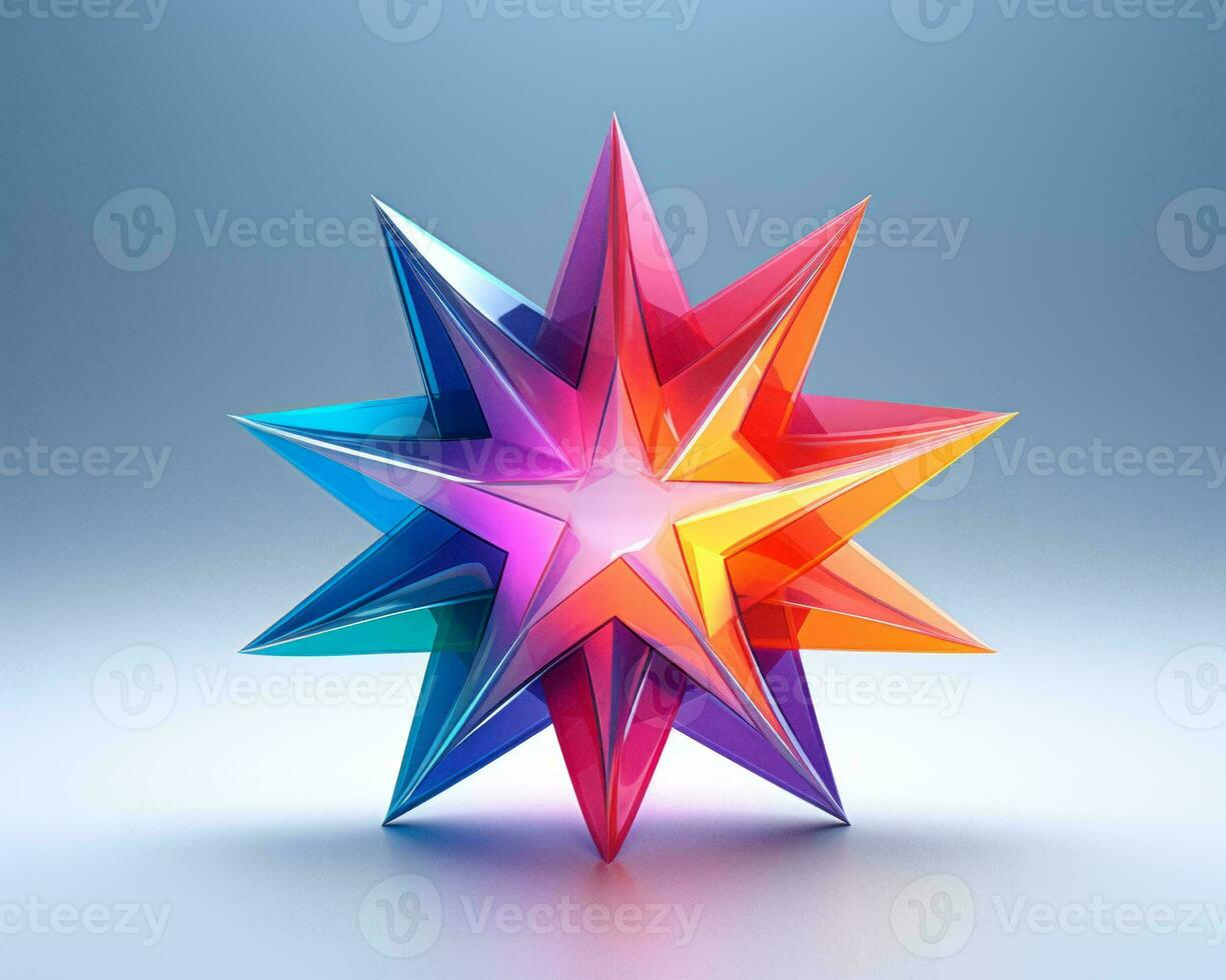 3d rendering of a colorful star on a blue background generative ai photo