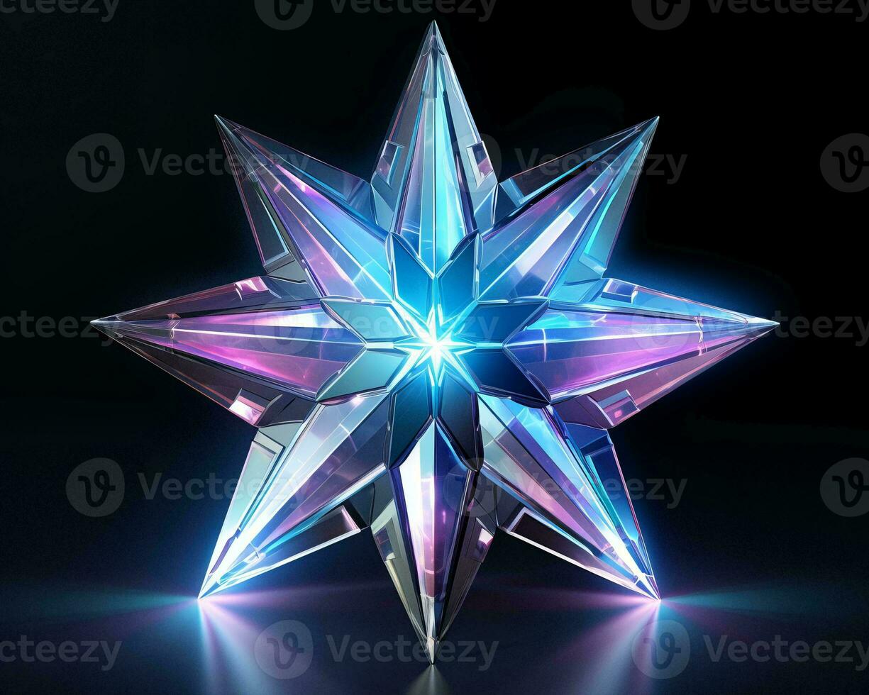 3d rendering of a star shaped object on a black background generative ai photo