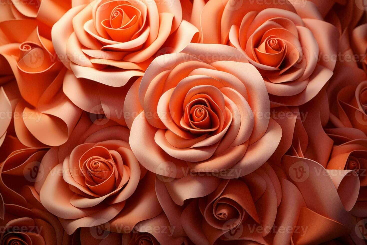 3d rendering of orange roses on a black background generative ai photo