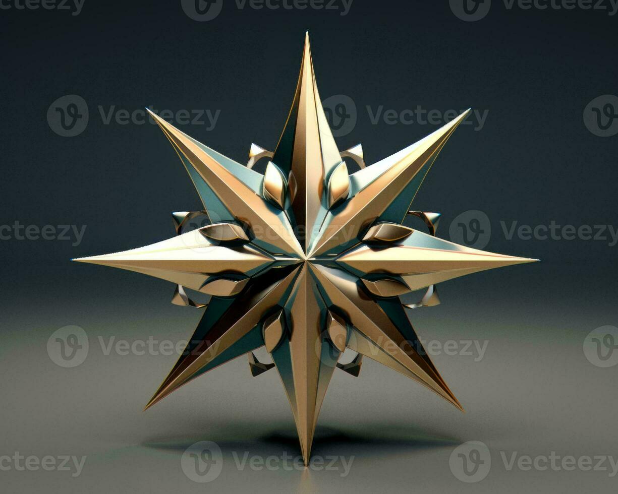 a 3d model of a golden star on a black background generative ai photo