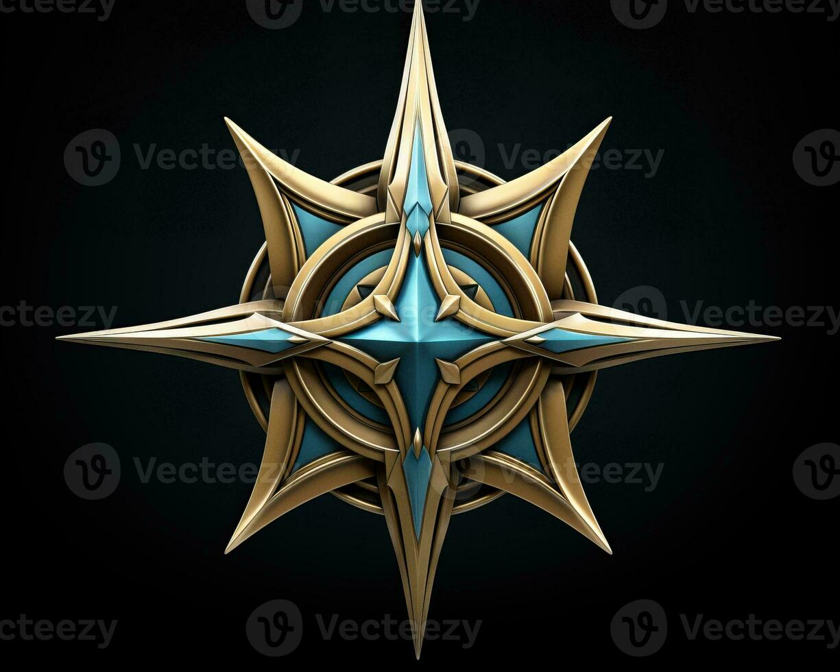 a 3d illustration of a golden star on a black background generative ai photo