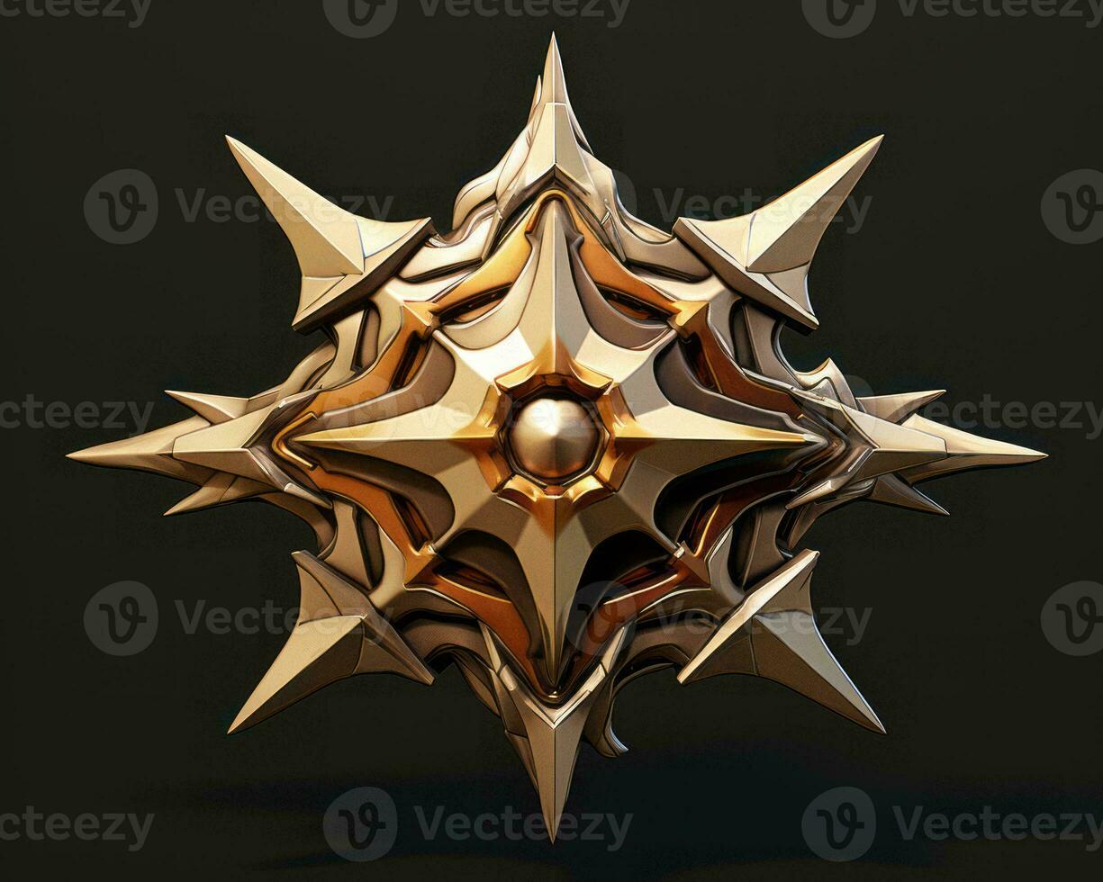 a 3d model of a golden star with spikes on it generative ai photo
