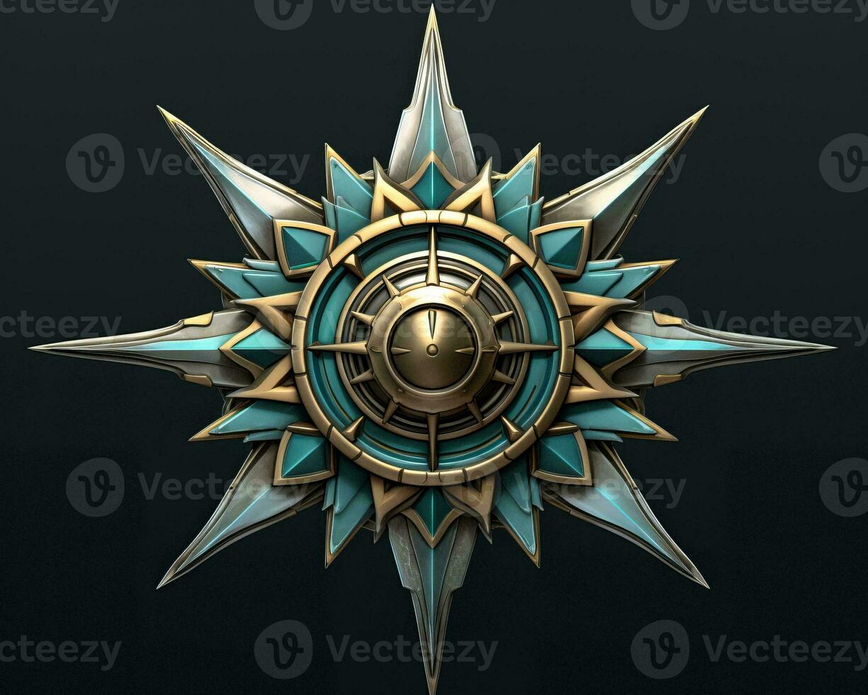 a 3d illustration of a golden star on a black background generative ai photo