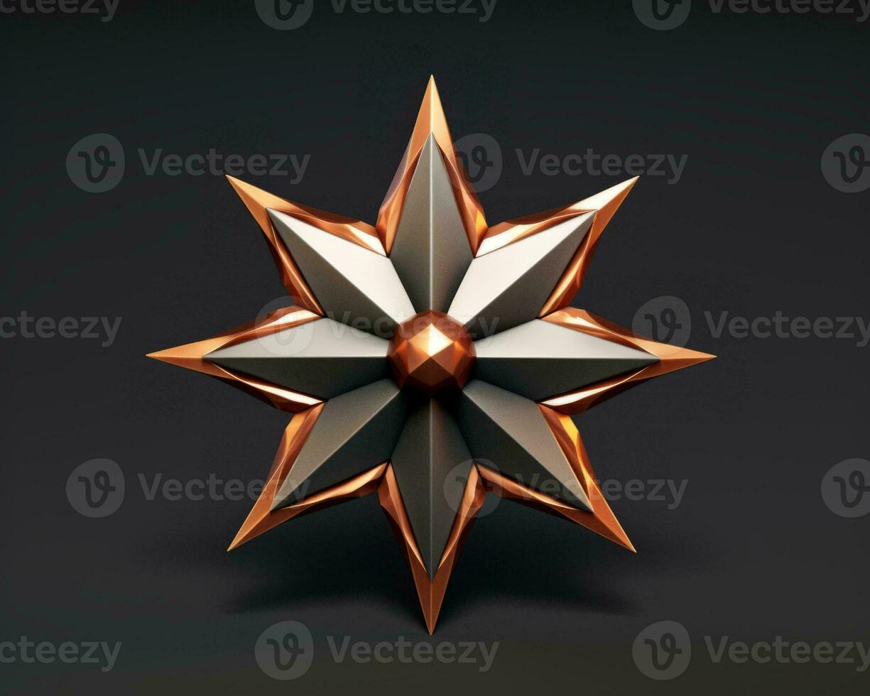 a 3d model of a copper star on a black background generative ai photo
