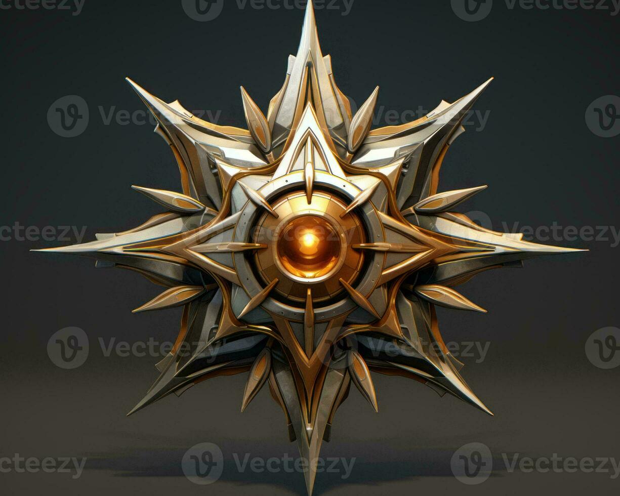 a 3d model of a golden star with an eye in the center generative ai photo