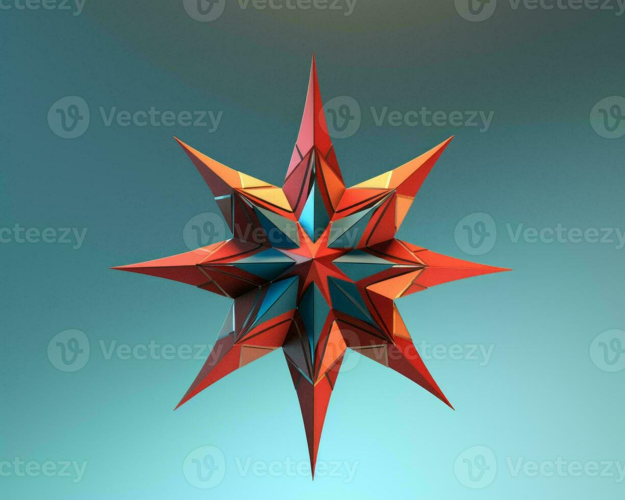a 3d model of a red star on a blue background generative ai photo