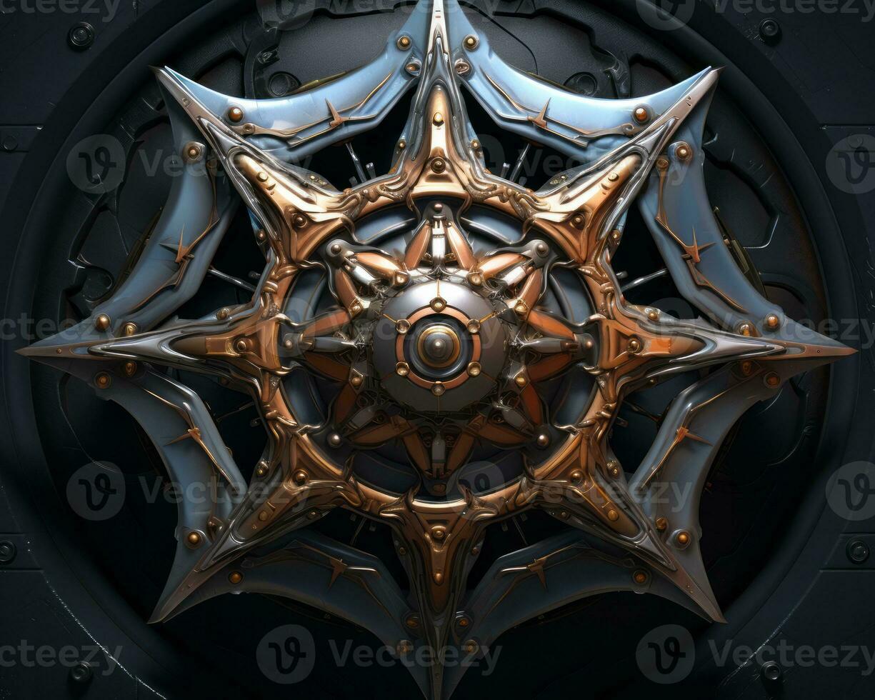 a 3d illustration of an ornate star on a black background generative ai photo