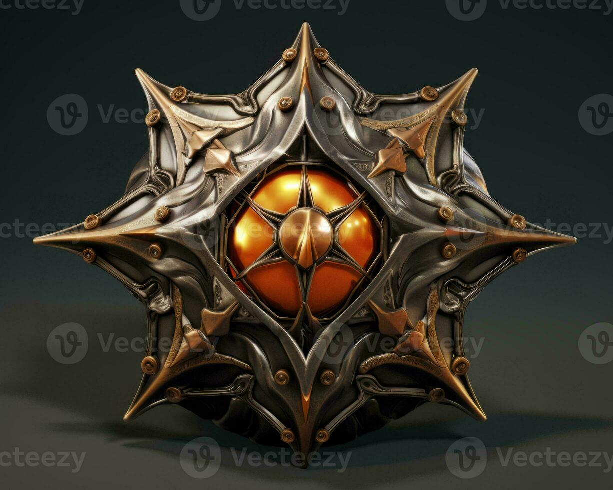 a 3d model of a star with an orange orb in the center generative ai photo