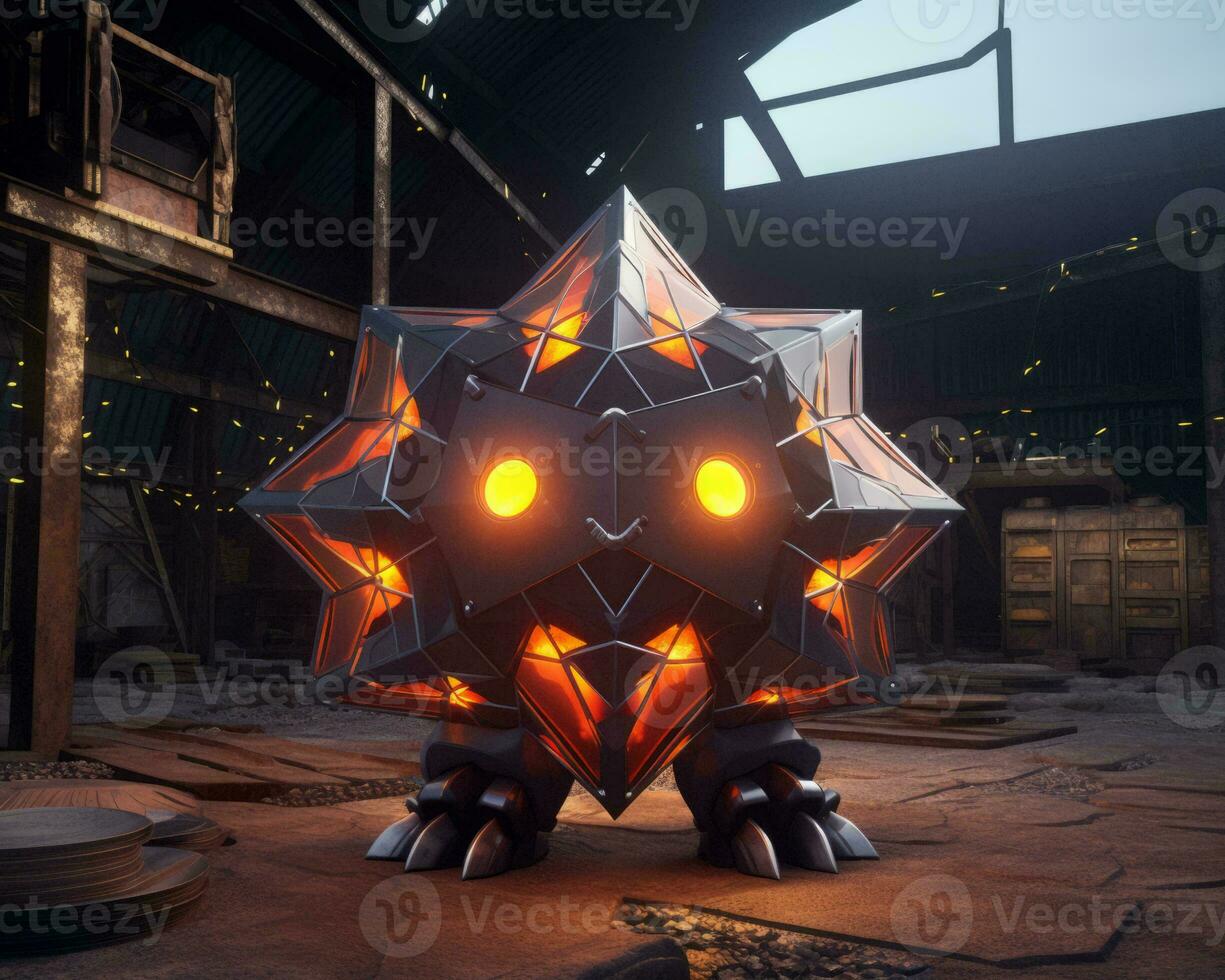 a 3d model of a star with glowing eyes generative ai photo