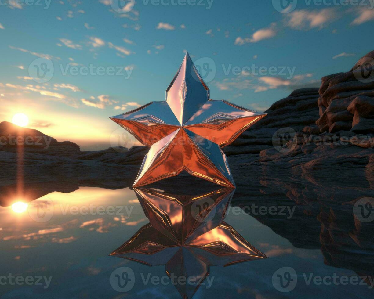 a 3d render of a star on the ground generative ai photo