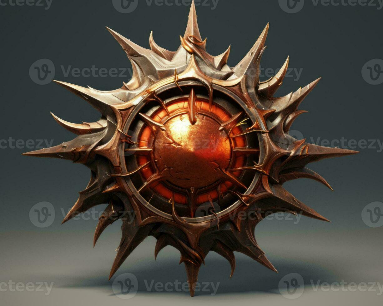 a 3d model of an orange sun with spikes on it generative ai photo
