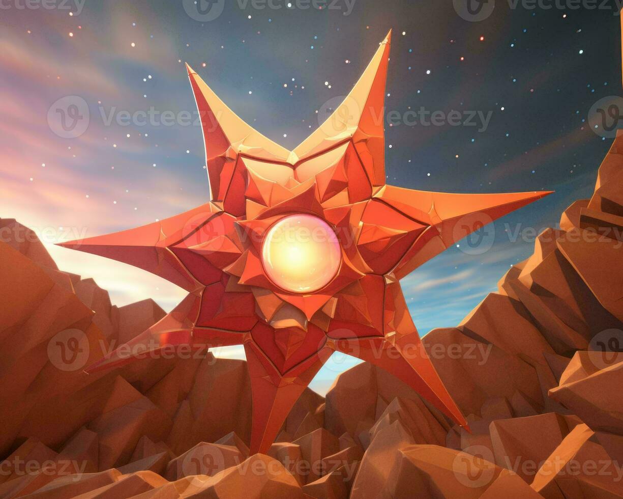 a 3d model of an orange star in the sky generative ai photo