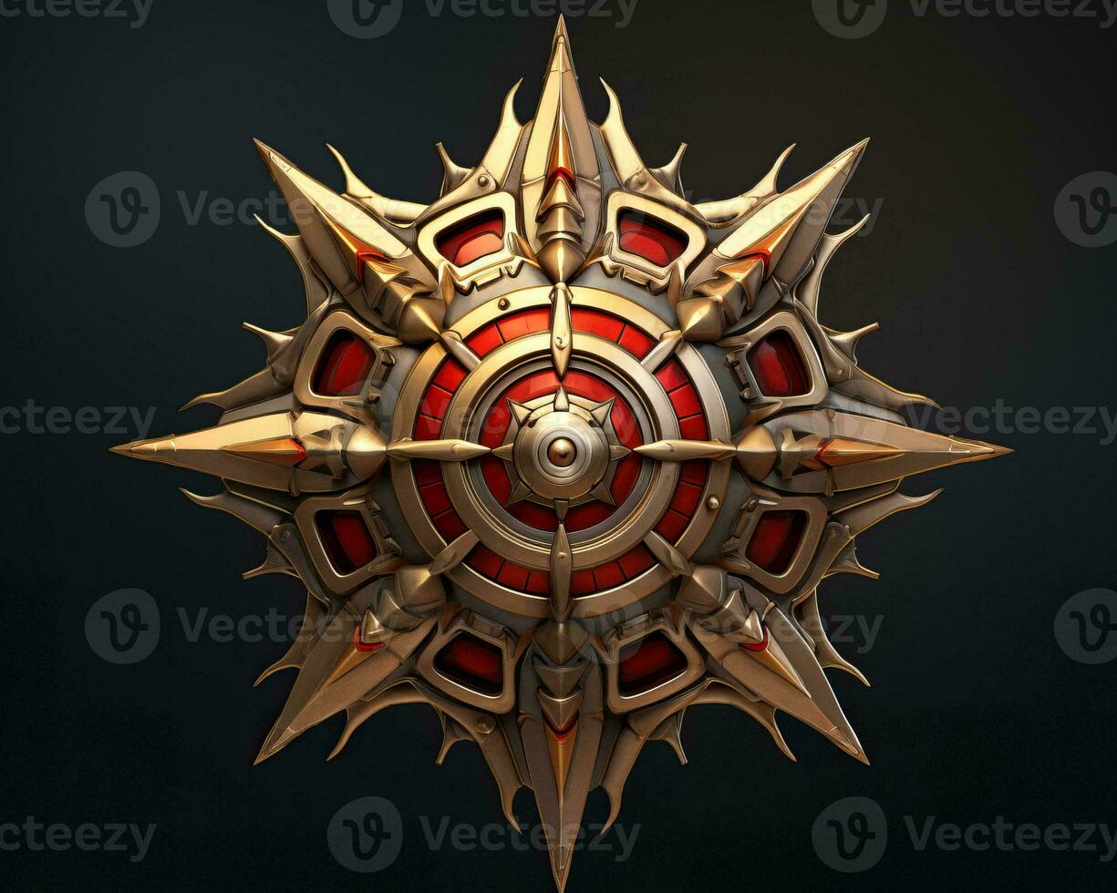 a 3d rendering of a golden star on a black background generative ai photo