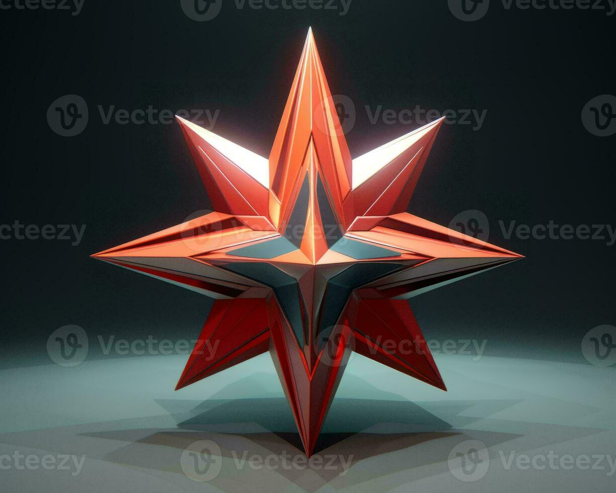 a 3d rendering of a red star on a dark background generative ai photo