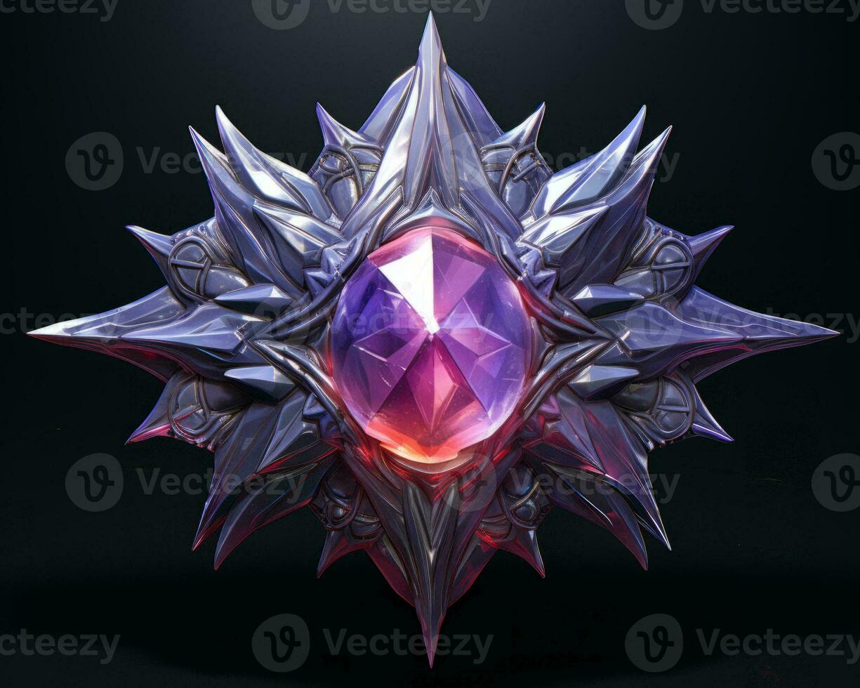 a 3d rendering of a purple diamond on a black background generative ai photo