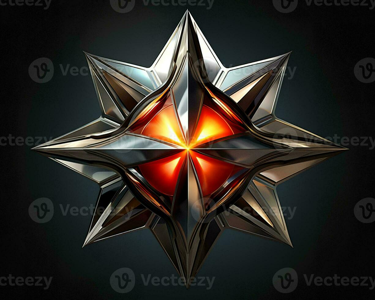 a 3d star with a glowing red center on a black background generative ai photo