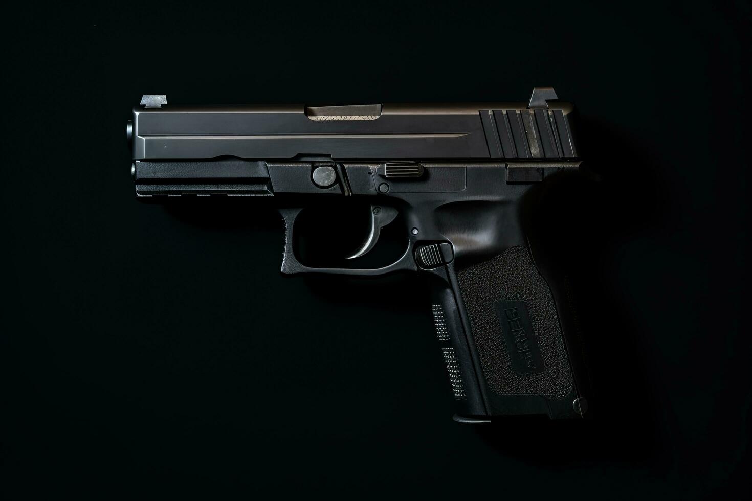 a black handgun on a black background generative ai photo