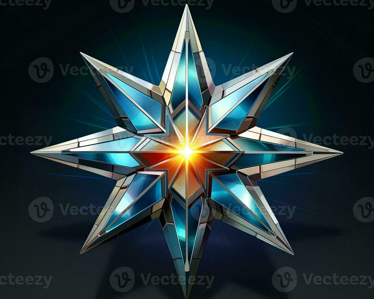 a blue star with a bright light shining through it generative ai photo