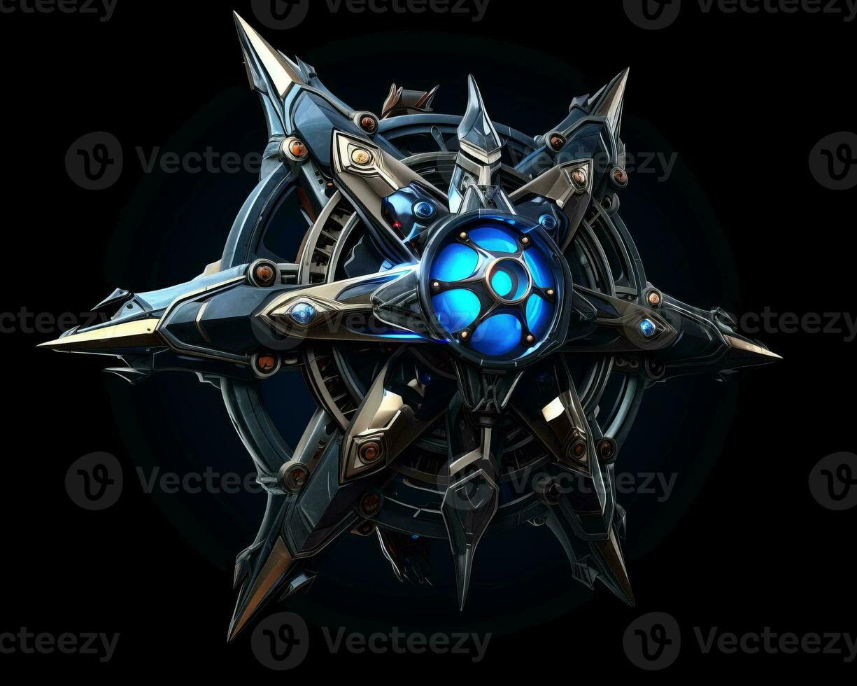 a blue star with a glowing light on it generative ai photo