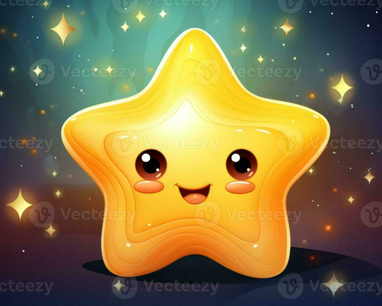 a cartoon star character with a smile on its face generative ai photo
