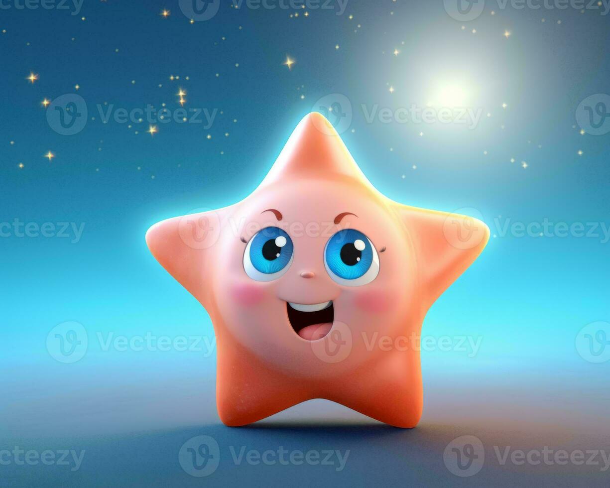 a cartoon star with blue eyes and a smile generative ai photo