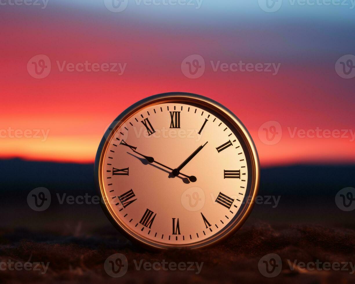 a close up of a clock sitting on the ground generative ai photo