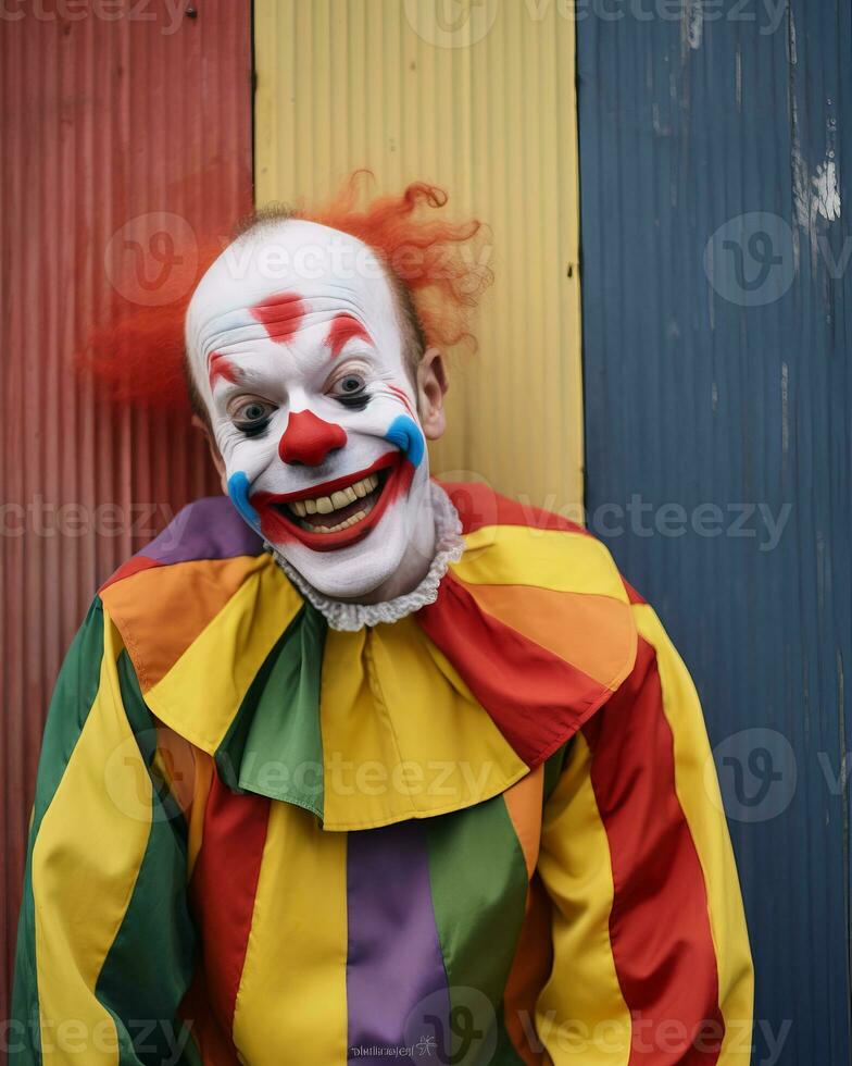 a clown with red hair and a red nose generative ai photo