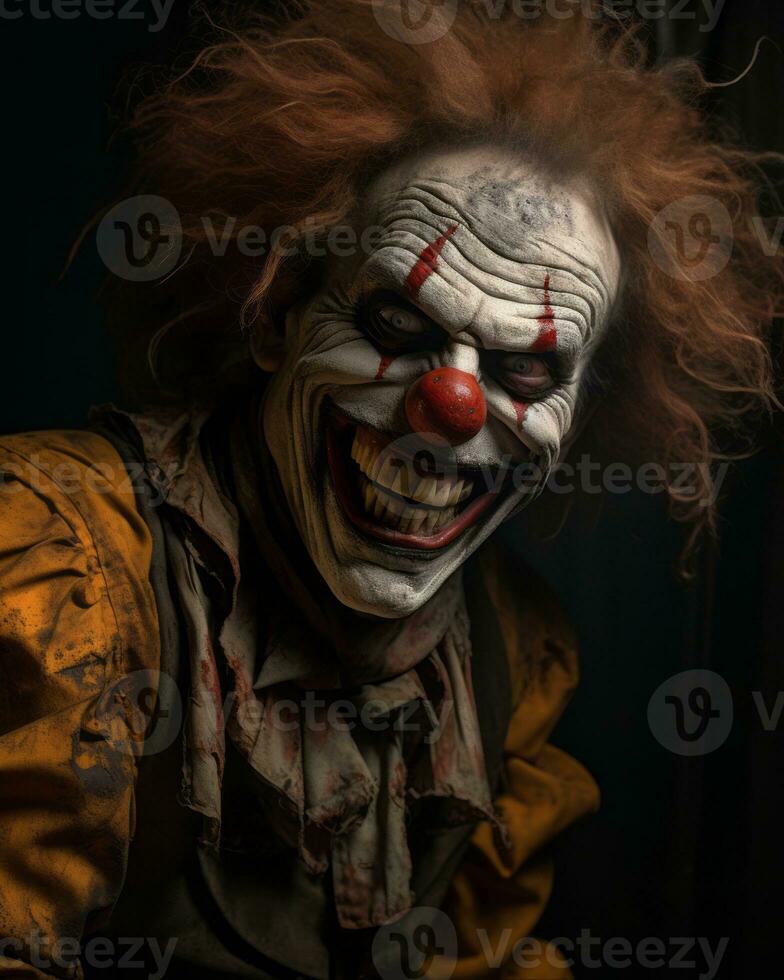 a clown with red hair and a red nose generative ai photo