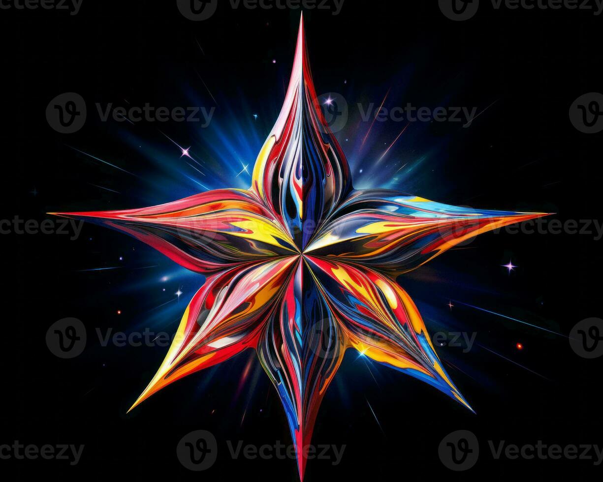 a colorful abstract star on a black background generative ai photo