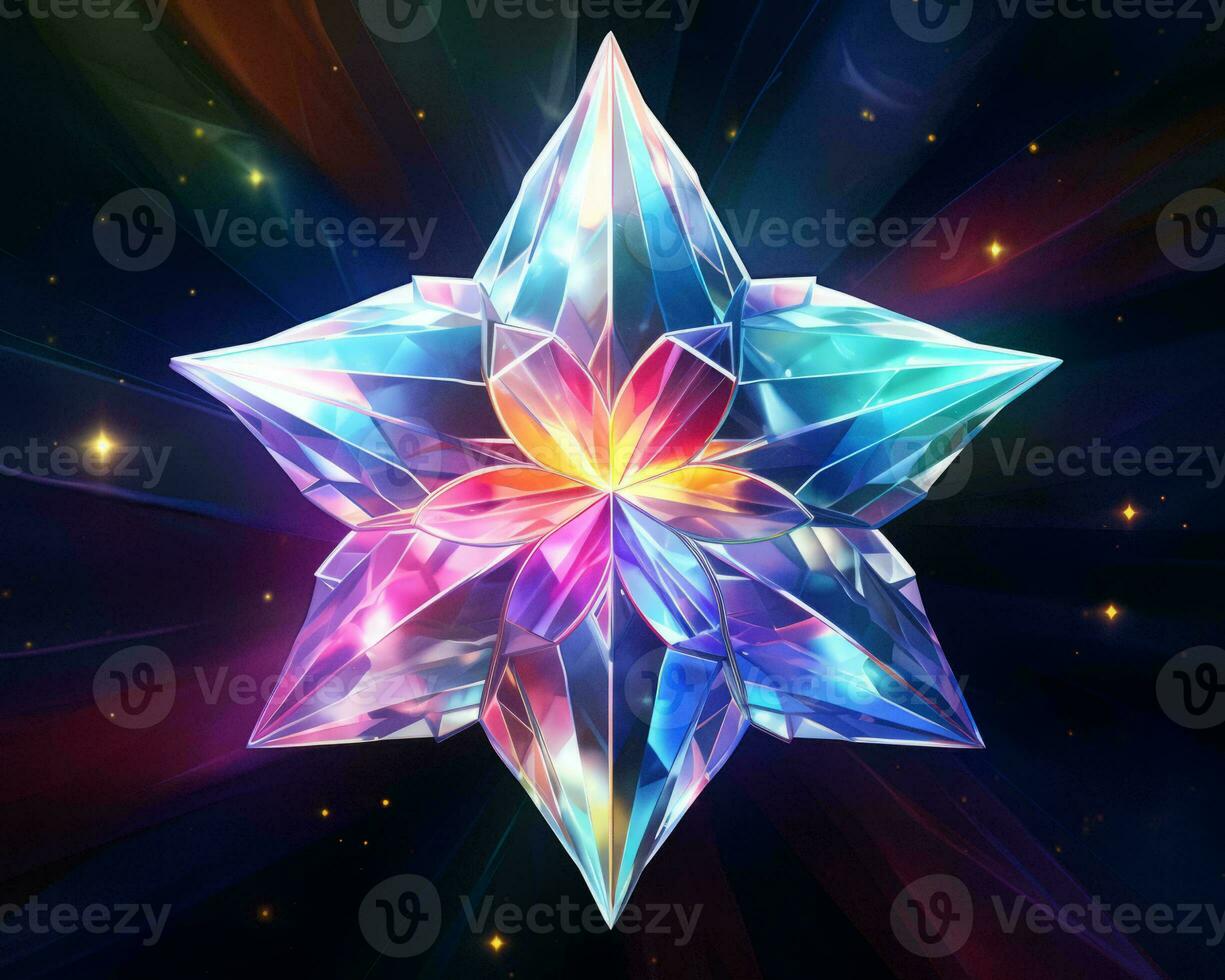 a colorful crystal star on a dark background generative ai photo
