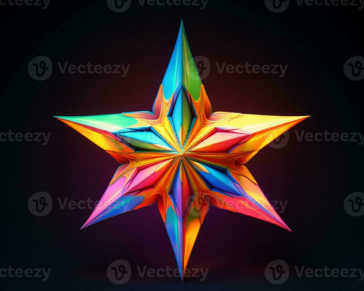 a colorful origami star on a black background generative ai photo