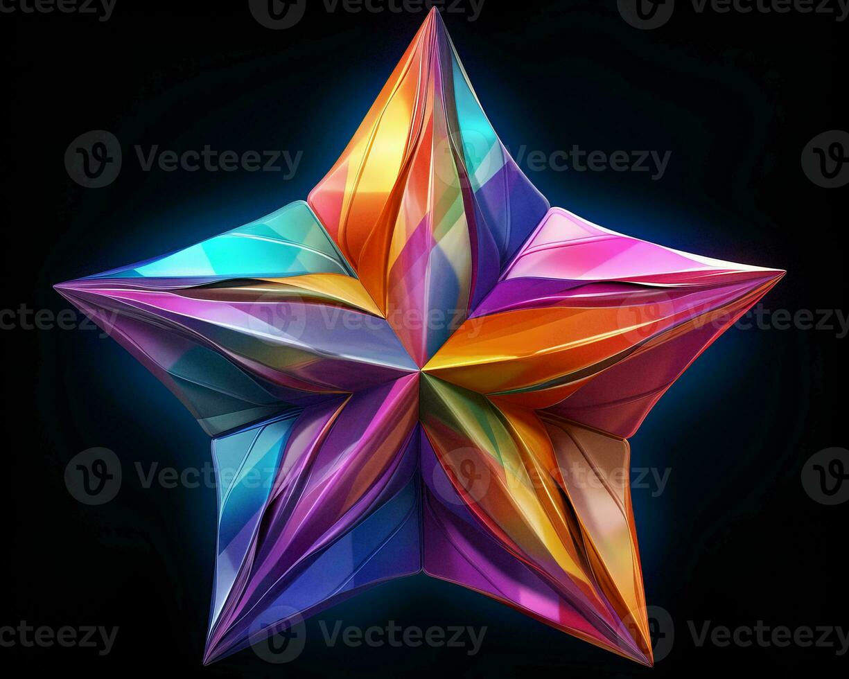 a colorful origami star on a black background generative ai photo