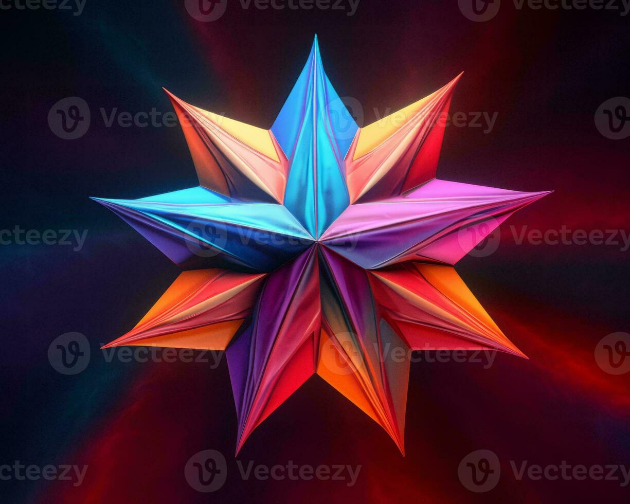 a colorful origami star on a dark background generative ai photo