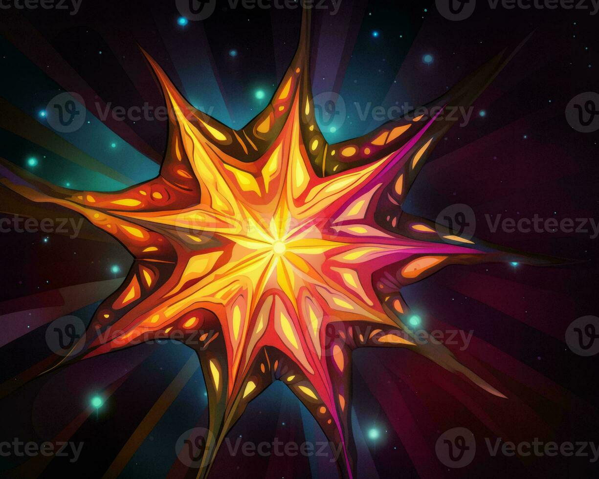 a colorful star in the center of a dark background generative ai photo