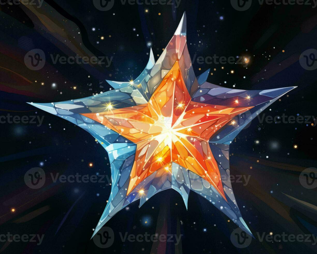 a colorful star in space with an orange and blue star in the middle generative ai photo
