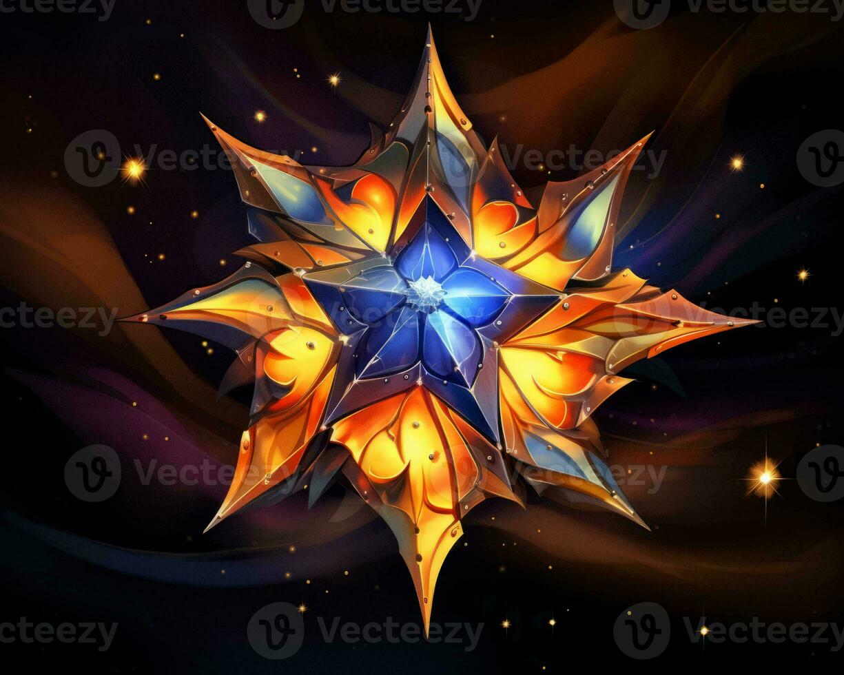 a colorful star in the middle of a dark background generative ai photo