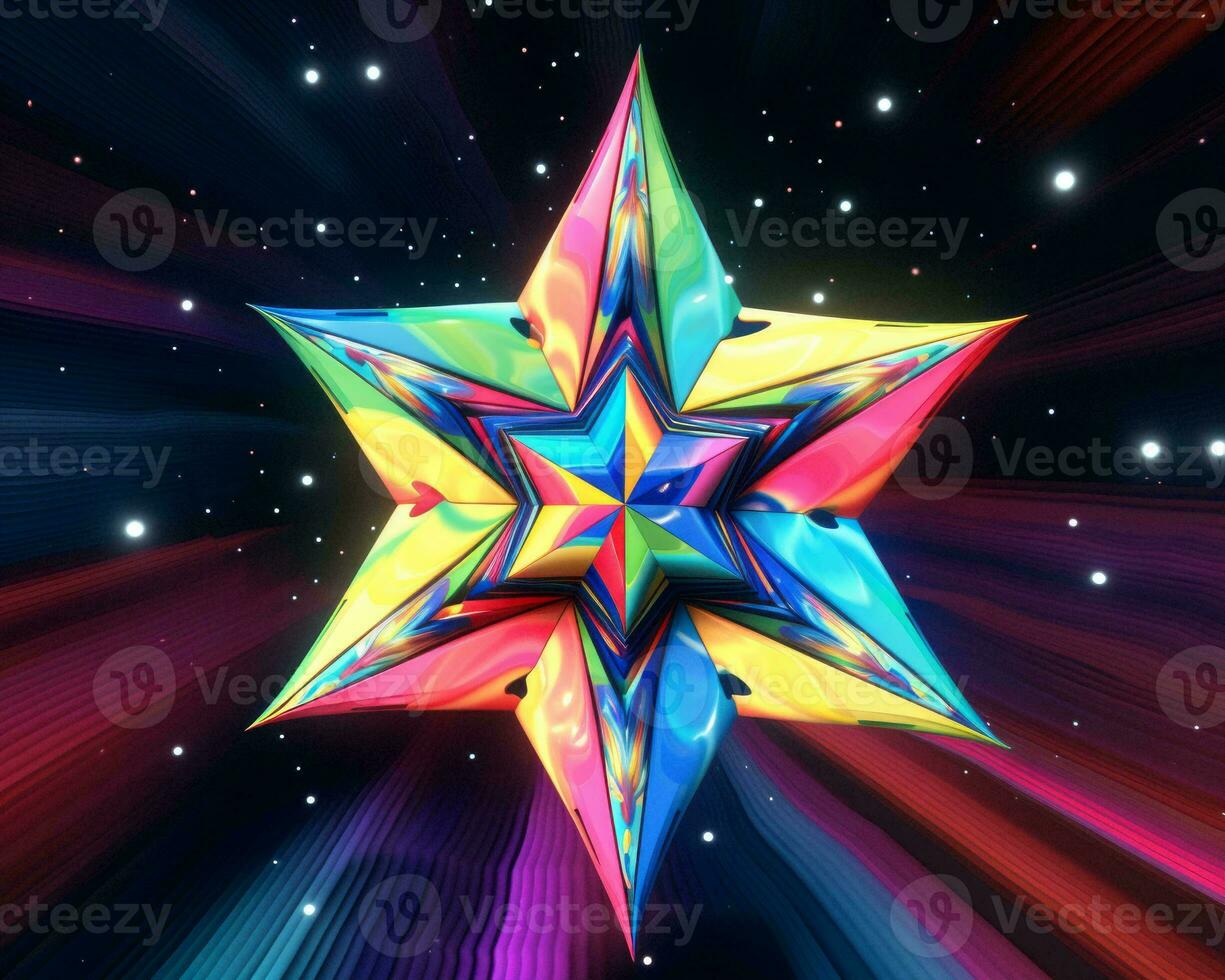 a colorful star in the middle of a space background generative ai photo