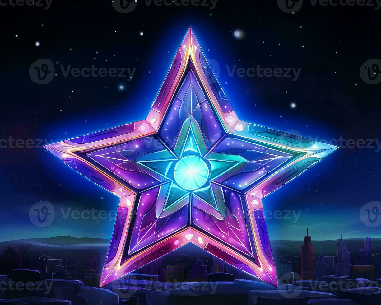 a colorful star in the shape of a star in the night sky generative ai photo
