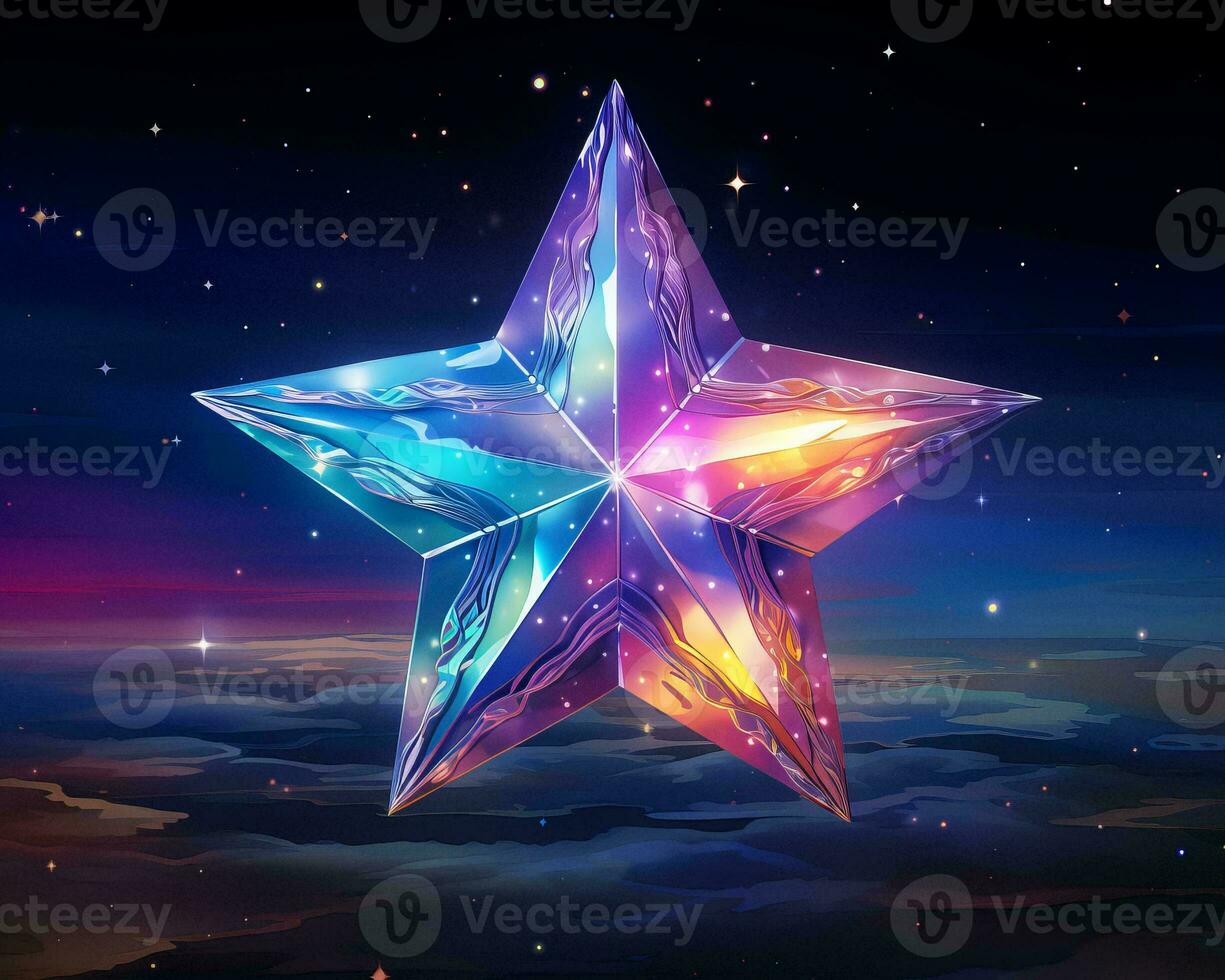 a colorful star in the sky with stars in the background generative ai photo
