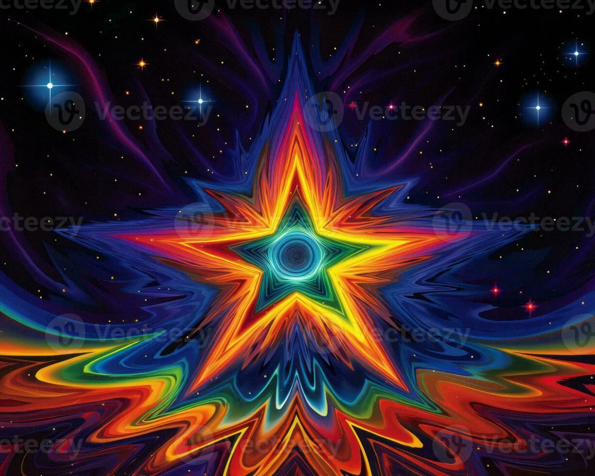a colorful star in the sky with swirls around it generative ai photo